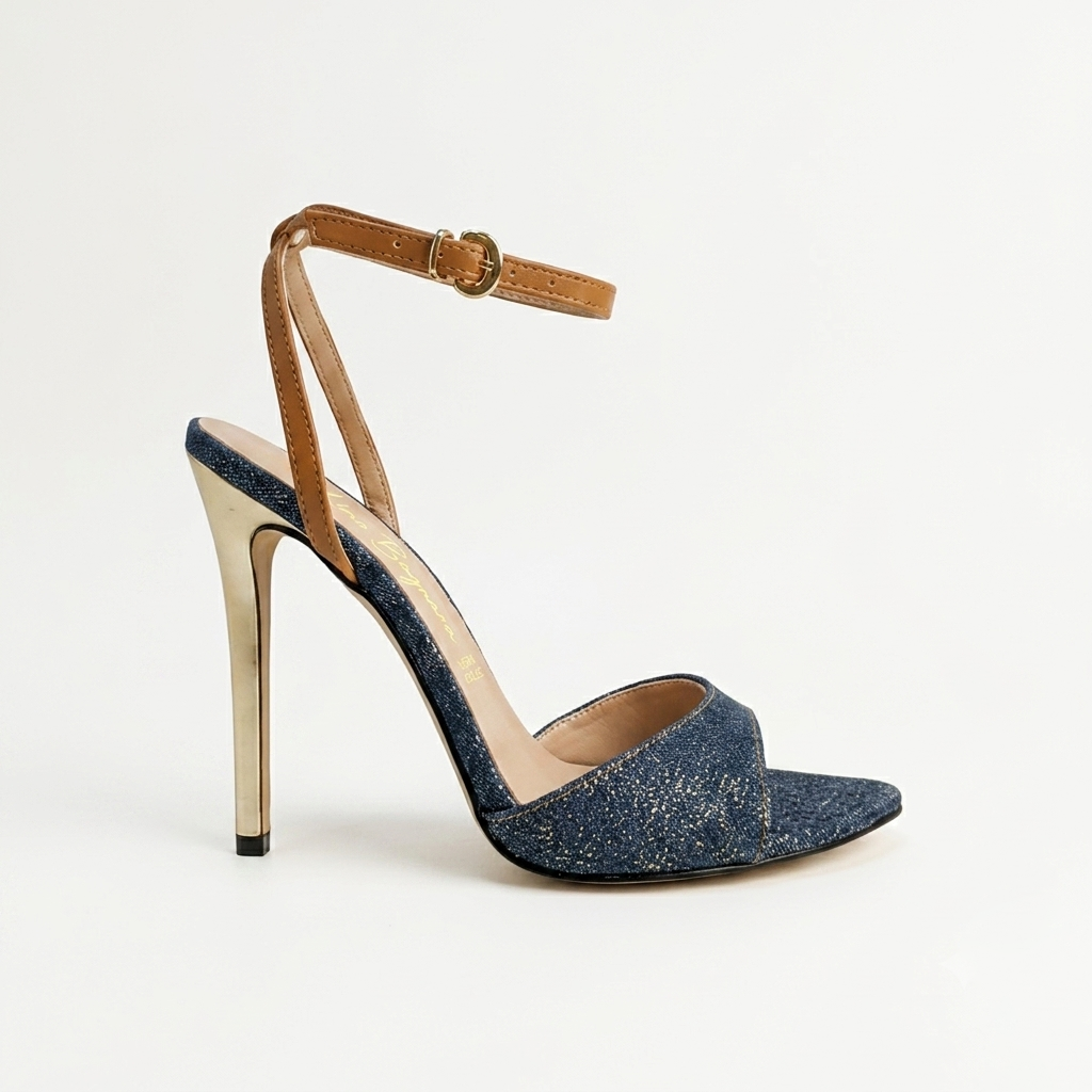 Beatrice 310 - Blu Jeans /Cint. EcoPelle /Platino