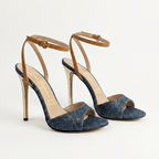 Beatrice 310 - Blu Jeans /Cint. EcoPelle /Platino