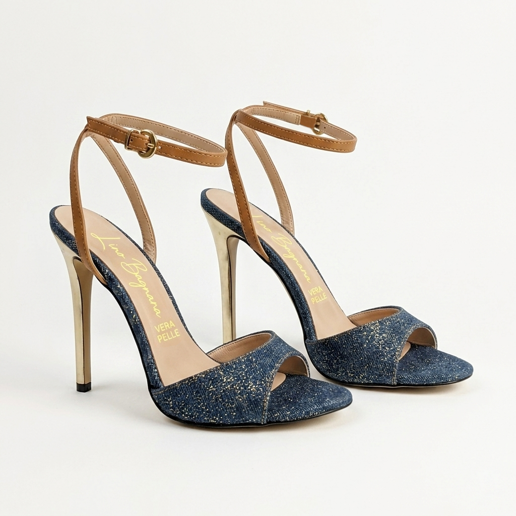 Beatrice 310 - Blu Jeans /Cint. EcoPelle /Platino